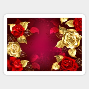 Red Background with Jewelry Roses Sticker